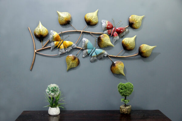 Iron Butterfly On Leaf Wall Art With LED | Exclusive Butterfly Wall Decor for your Home & Office Decor