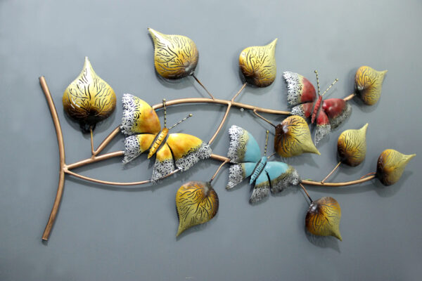 Iron Butterfly On Leaf Wall Art With LED | Exclusive Butterfly Wall Decor for your Home & Office Decor