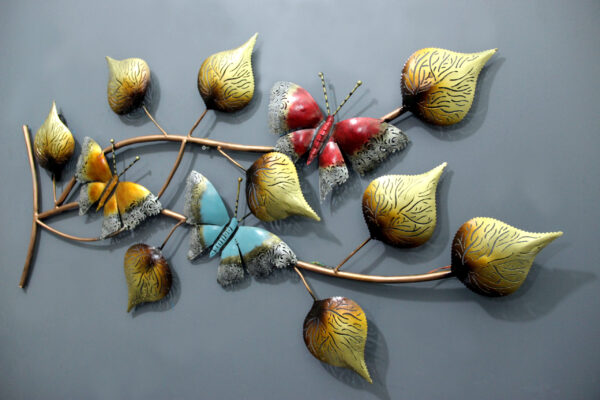 Iron Butterfly On Leaf Wall Art With LED | Exclusive Butterfly Wall Decor for your Home & Office Decor