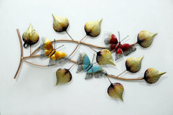 Iron Butterfly On Leaf Wall Art With LED | Exclusive Butterfly Wall Decor for your Home & Office Decor