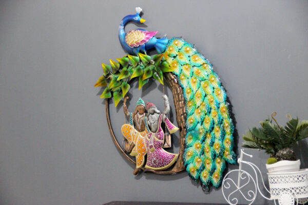 Amazing Peacock Wall Art With LED | Radha Krishna Art for Home & Office Decor
