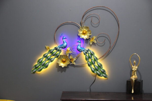 Metal Peacock Wall Art With LED
