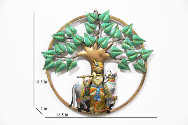 Metal Krishna with Tree Wall Art