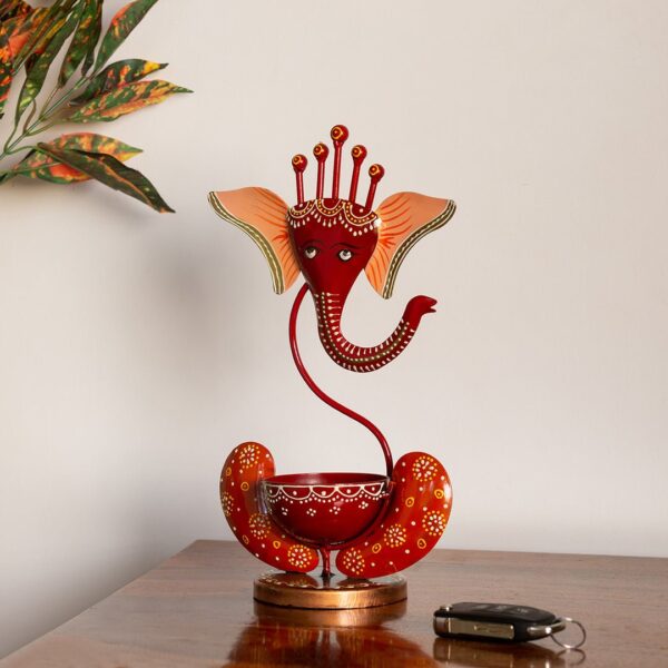Ganesha Hand Painted Metal Tea-Light Holde