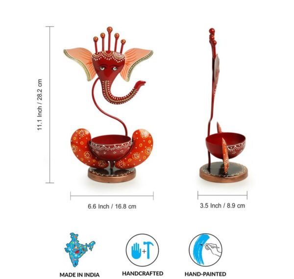 Ganesha Hand Painted Metal Tea-Light Holde